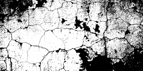 Dust or old grunge concrete building damaged grunge wall black and white texture effect white background.