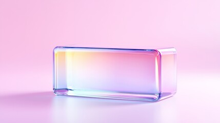 Transparent Box with Soft Gradient Colors on Pink Background Displaying Modern Design