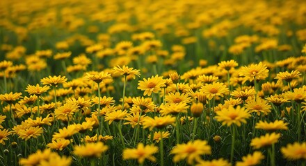 Obraz premium Field of Yellow Flowers Blooming in Springtime Sunlight