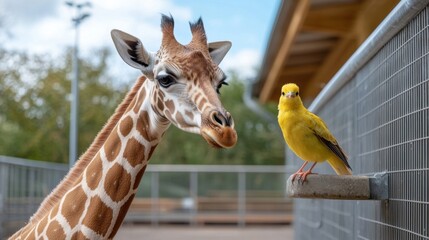Giraffe and Canary: Unexpected Animal Friends