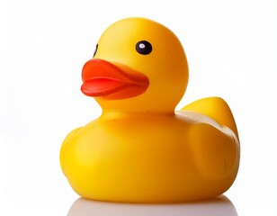 yellow rubber duck isolated on white background
