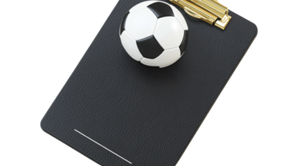 Professional Black Leather Soccer Clipboard Isolated on White Background