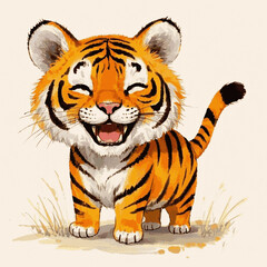 Smiling Stripes: watercolor bliss tiger smile happy joy isolated vector illustration svg 