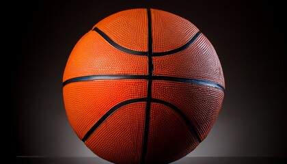 Obraz premium a basketball is sitting on a table the ball is orange and white the reflection of the ball is visible in the table