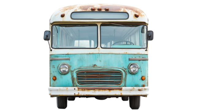 White Background Isolated Front View Bus for Transportation Advertising - Powered by Adobe