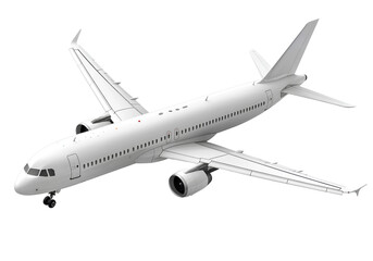 Obraz premium Realistic white airplane flying, isolated on a transparent background