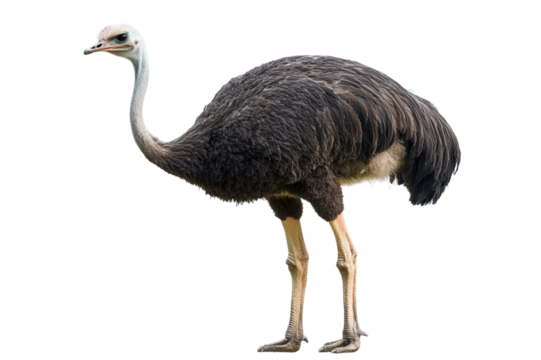 Majestic Ostrich in Full Profile . White background PNG
