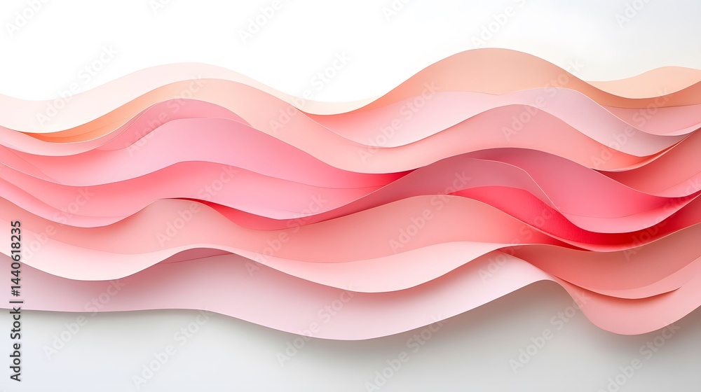 Aufkleber abstract background with layered pink and peach paper waves. soft, flowing curves create a calming, 