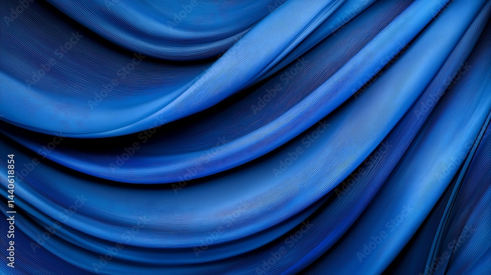 Poster abstract wavy texture: serene blue curvature creates captivating visuals with depth and flow for art