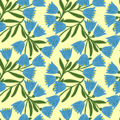 Fototapeta premium Pattern with simple pretty flowers, little floral liberty seamless texture background. Spring, summer romantic blossom flower garden seamless pattern for your designs.