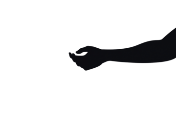 A human arm extended forward with the hand forming a loose grip.