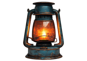 A vintage lantern with warm light, isolated on a transparent background