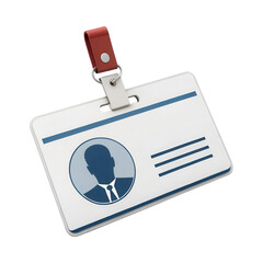 Plastic identification badge with a photo placeholder, clip, and blank name and information fields.