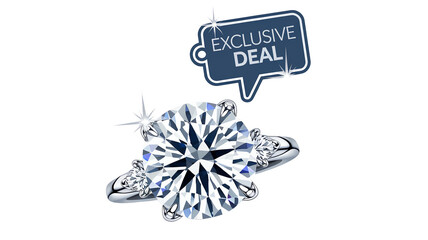 A highly detailed and stylish vector icon of a diamond ring with a subtle exclusive deal sparkle