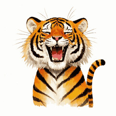 Joyful Grin in Watercolor Hues tiger smile happy joy isolated vector illustration svg