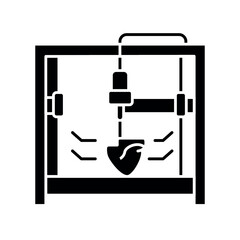 3d organ printing black flat icon.
