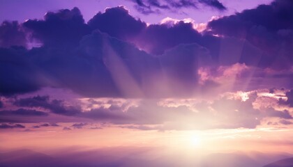 dreamy purple sky background and sunlight with copy space