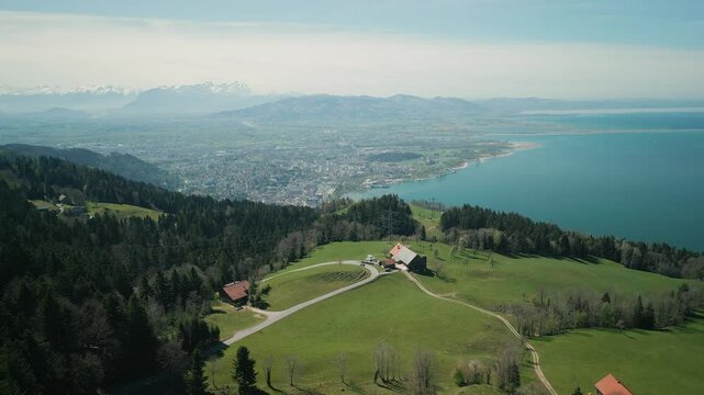 Panorama view of Pfander and lake Bodensee in Bregenz, Austria, Vorarlberg