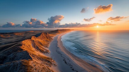 Dramatic sunset over a pristine beach
