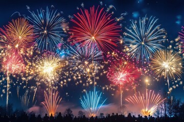 Fireworks display celebration new year's eve colorful pyrotechnics show festival event night sky 4th july