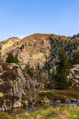 Ars River in Spring from the Plateau above the Waterfall in Haut-Couserans, Ariège