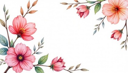 Obraz premium Delicate watercolor floral pattern on white background, pretty, texture, illustration