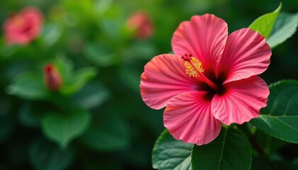 Intricate hibiscus blossoms, vibrant petals, lush leaves , seamless, tropical, white