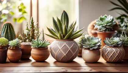 Obraz premium succulents in boho style evoke serene calming sensation for indoor decor