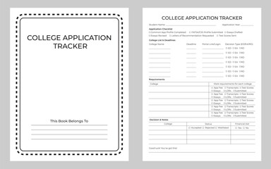 College Application Tracker Logbook or Notebook 