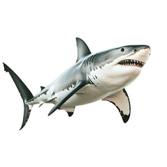 Fototapeta premium side view of white shark on transparent background