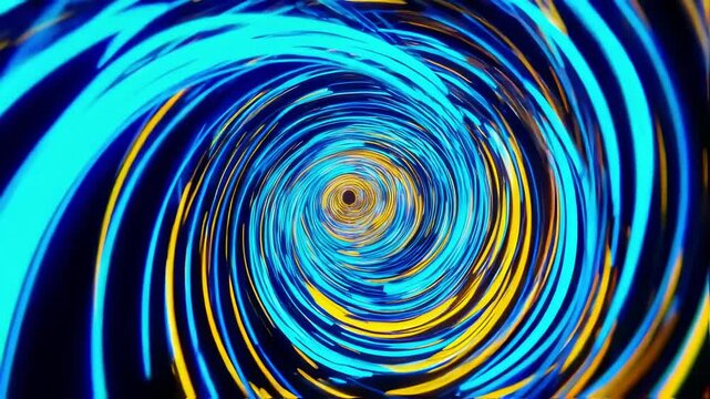 Experience a stunning swirl of vibrant blue and yellow colors as they twist and turn, creating an enchanting vortex that captivates the imagination and senses.