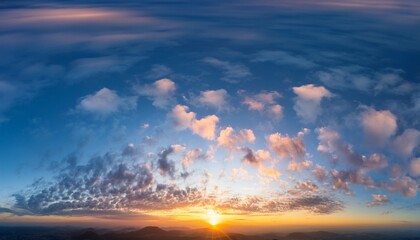 Fototapeta premium panoranic sunrise sky with colorful clouds