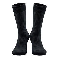 Pair of Black Ribbed Socks Isolated on Transparent Background