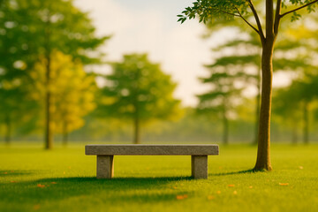 Naklejka premium stone bench in the park