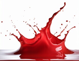 a red splash of paint on a white background