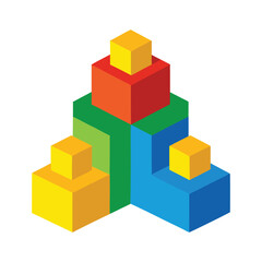 Fototapeta premium Abstract isometric colorful cubes structure geometric design on white background