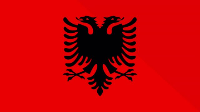 Animation of the appearance and disappearance of a flat flag 2D Albania