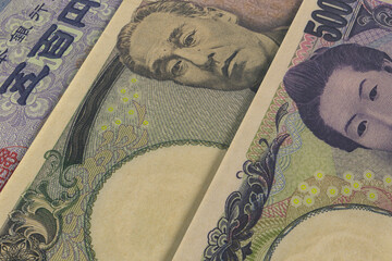 Japanese yen banknotes. Foreign exchange market. Financial concept
