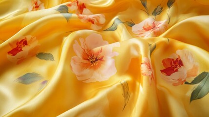 Bright yellow fabric with a large floral pattern
