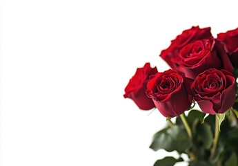 Bouquet of Vibrant Red Roses on a White Background, Perfect for Celebrations, Romantic Occasions, and Floral Decoration Ideas for Various Events