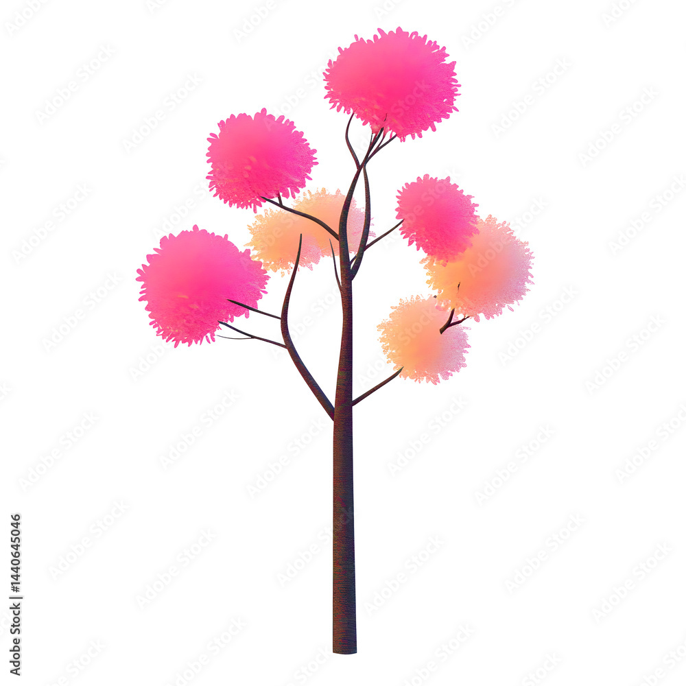 Poster color trees isolated on transparent background. png file.