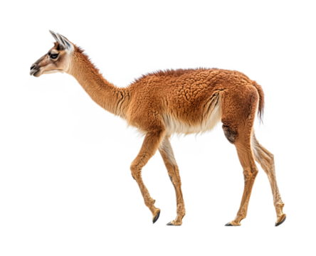 Vicuna for South American Wildlife and Nature Art - Isolated on White Background