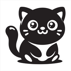Obraz premium a cute cat vector silhouette, vector black color silhouette, isolated white background