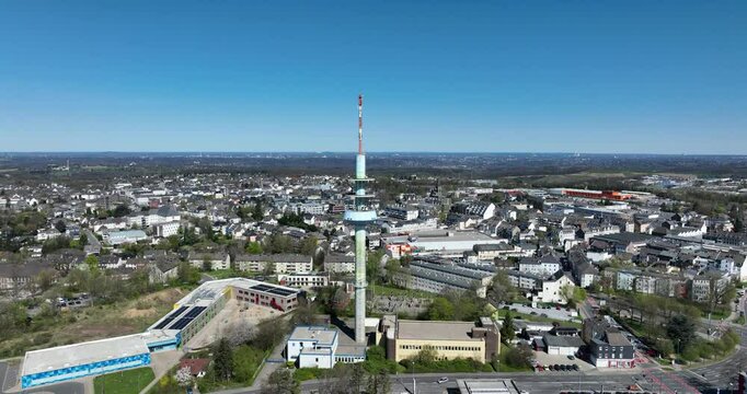 Telecommunications tower and television tower, also known as Telebert on in Velbert, North Rhine-Westphalia, Germany.