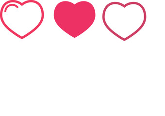 Heart illustrations. Set of hearts, red, white and pink heart.