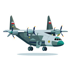 Military transport aircraft icon isolated on white background