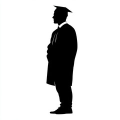 graduate silhouette , black and white illustration isolated on white background