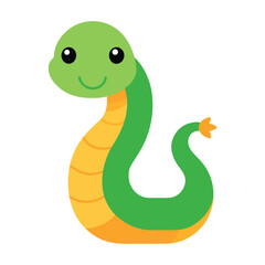 Fototapeta premium Cute green cartoon snake illustration design for children and kids art