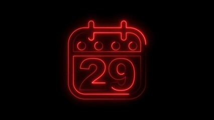 Neon calendar illustration of the 29th day of the month.