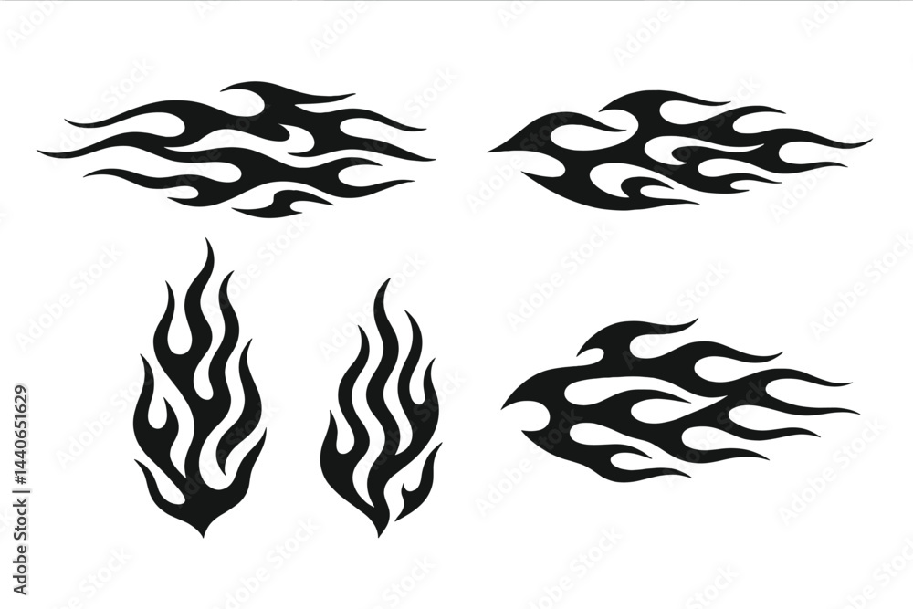 Poster flame design elements created for artistic and decorative purposes showcasing vibrant patterns and d